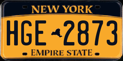 NY license plate HGE2873