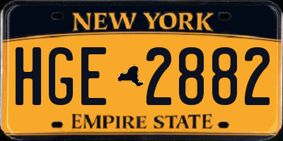 NY license plate HGE2882