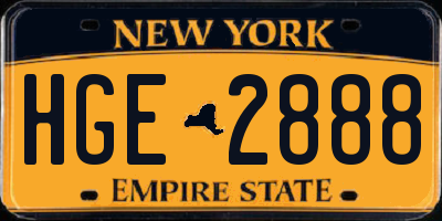 NY license plate HGE2888