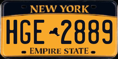 NY license plate HGE2889
