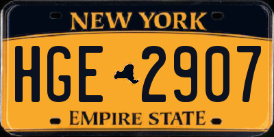 NY license plate HGE2907