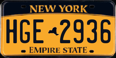 NY license plate HGE2936