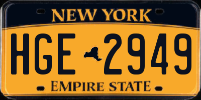 NY license plate HGE2949