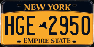 NY license plate HGE2950