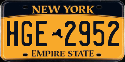 NY license plate HGE2952