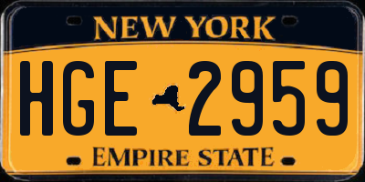 NY license plate HGE2959