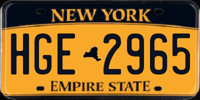 NY license plate HGE2965