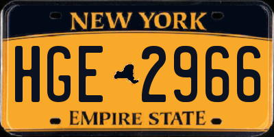 NY license plate HGE2966