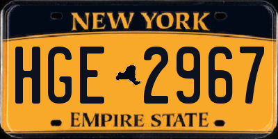 NY license plate HGE2967