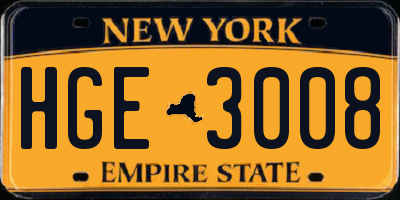 NY license plate HGE3008