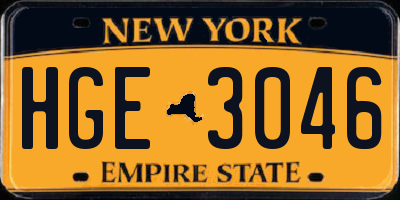NY license plate HGE3046