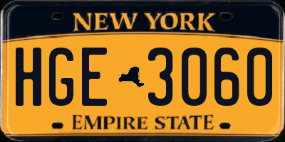 NY license plate HGE3060