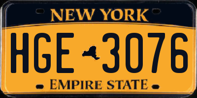 NY license plate HGE3076