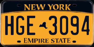 NY license plate HGE3094