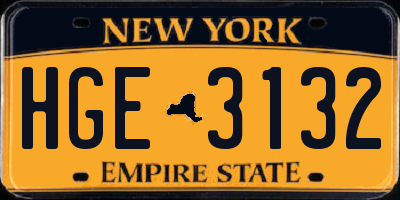 NY license plate HGE3132