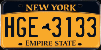 NY license plate HGE3133