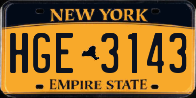 NY license plate HGE3143