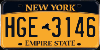 NY license plate HGE3146