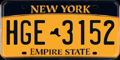NY license plate HGE3152