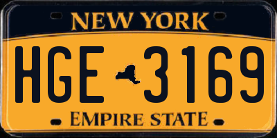 NY license plate HGE3169