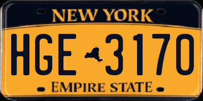 NY license plate HGE3170