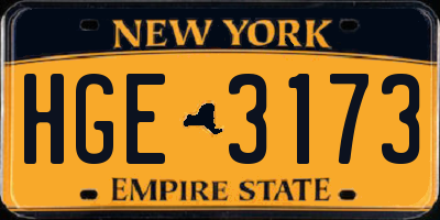 NY license plate HGE3173