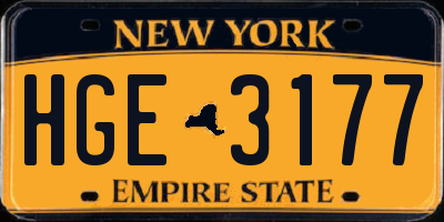 NY license plate HGE3177