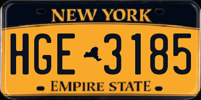 NY license plate HGE3185