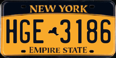NY license plate HGE3186