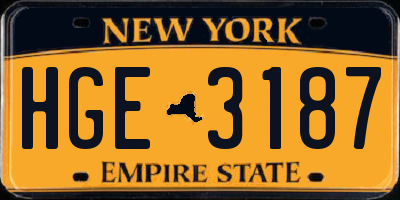 NY license plate HGE3187