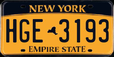 NY license plate HGE3193