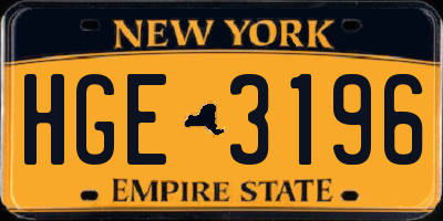 NY license plate HGE3196