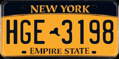 NY license plate HGE3198