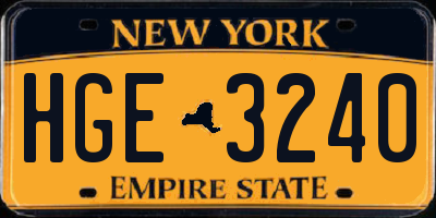 NY license plate HGE3240