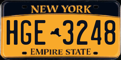 NY license plate HGE3248