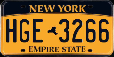 NY license plate HGE3266