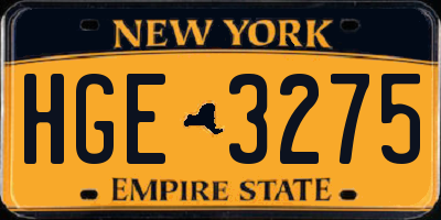 NY license plate HGE3275