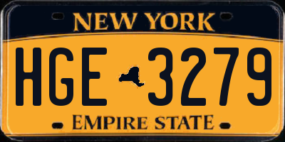 NY license plate HGE3279