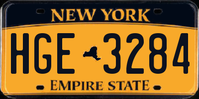 NY license plate HGE3284