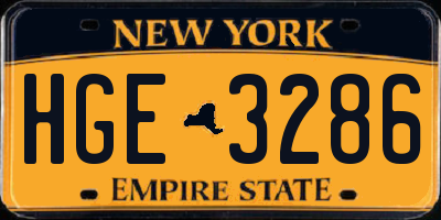 NY license plate HGE3286