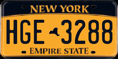 NY license plate HGE3288