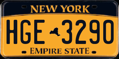 NY license plate HGE3290