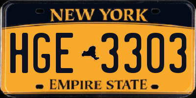 NY license plate HGE3303