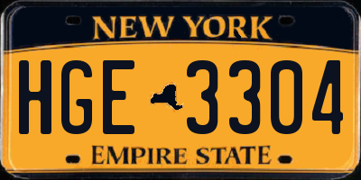 NY license plate HGE3304