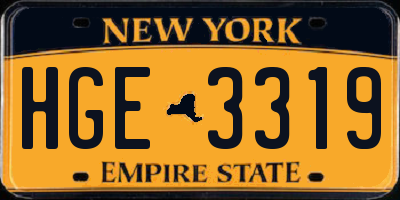 NY license plate HGE3319