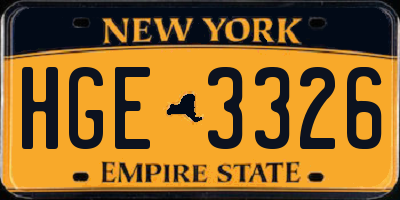 NY license plate HGE3326