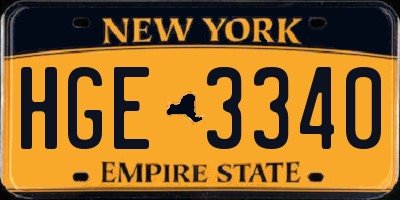 NY license plate HGE3340