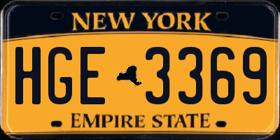 NY license plate HGE3369