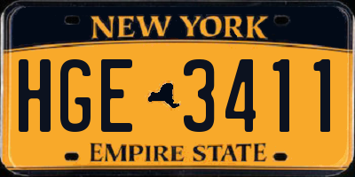 NY license plate HGE3411