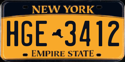 NY license plate HGE3412